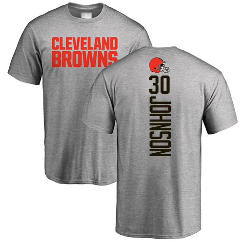 Men Cleveland Browns D Ernest Johnson Ash Jersey #30 NFL Football Backer T Shirt